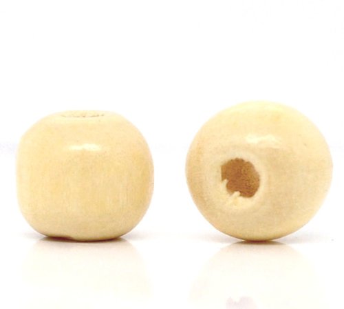 600 Natural Clear Coat Round Wood Beads Bulk 10mm x 9mm with 3mm Hole