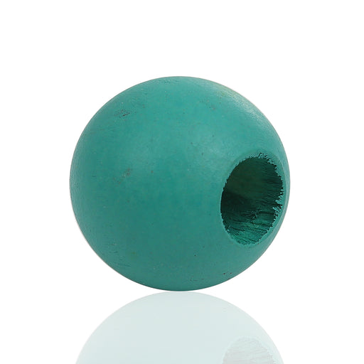 40 Dark Teal Wooden Macrame Beads 24mm Diameter with 9mm Large Hole