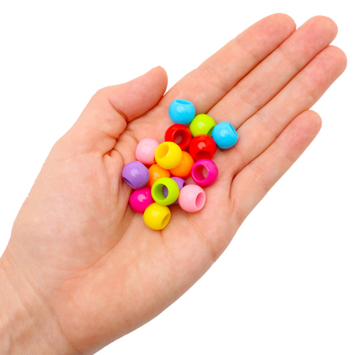 300 Bright Color Assortment Glossy Acrylic Large Hole Beads 10mm x 12mm with Big 5.7mm Wide Hole