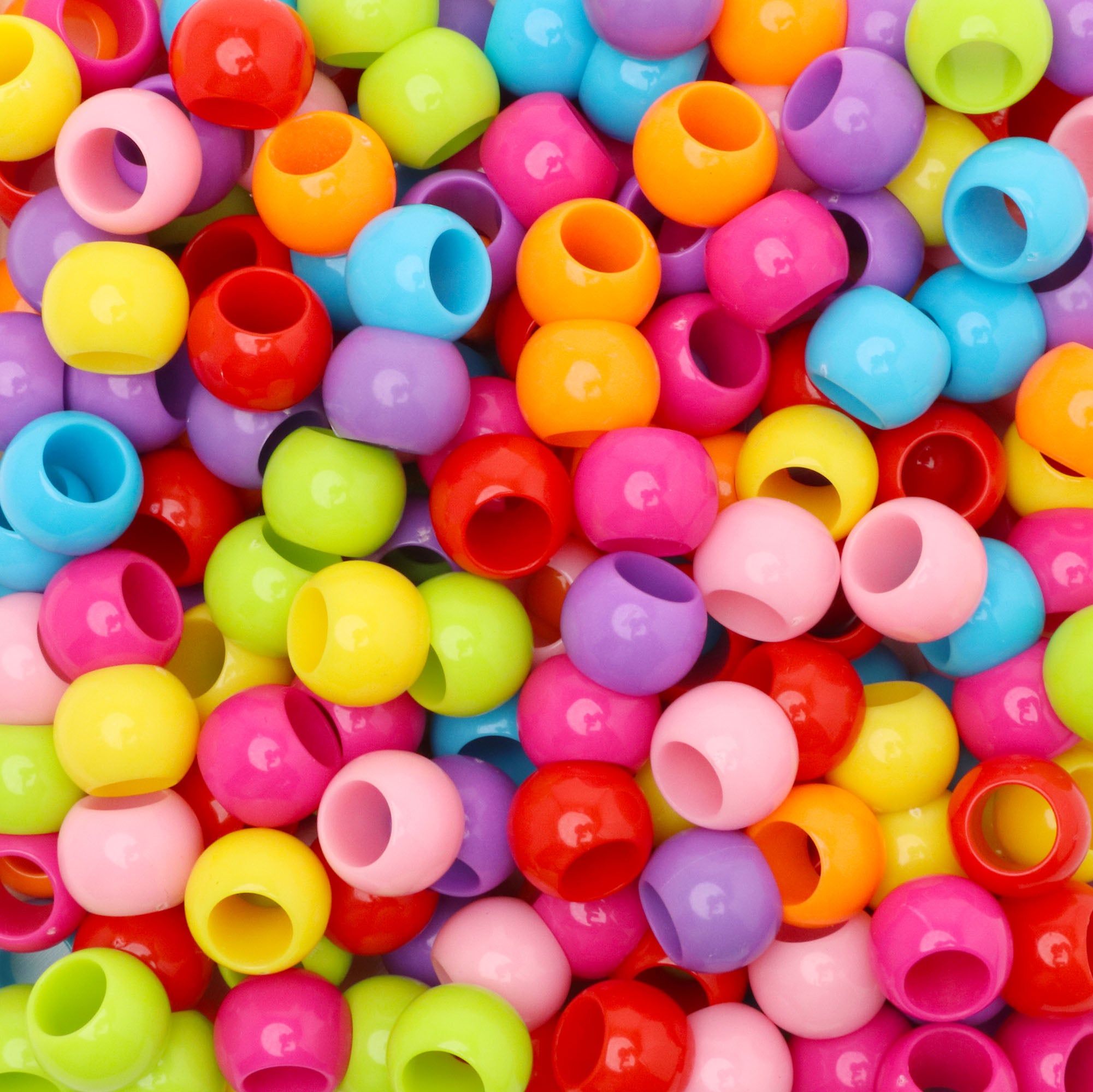 300 Bright Color Assortment Glossy Acrylic Large Hole Beads 10mm x 12m ...