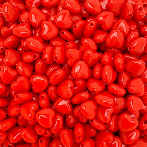 10mm red heart shaped beads