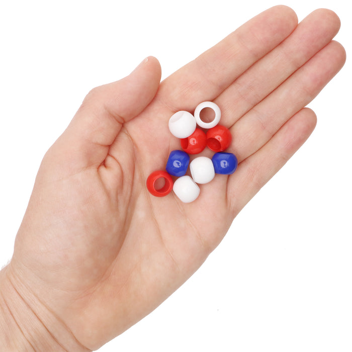 300 Americana Multicolor Acrylic Large Hole Beads 12mm with 5.7mm Hole