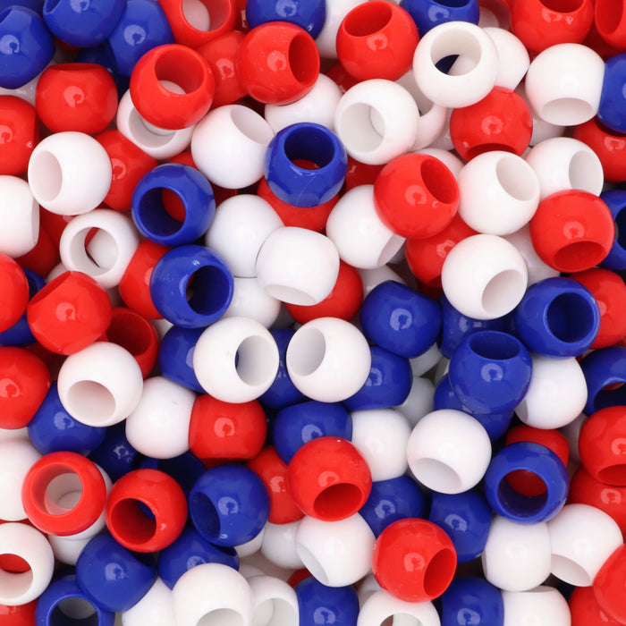 300 Americana Multicolor Acrylic Large Hole Beads 12mm with 5.7mm Hole