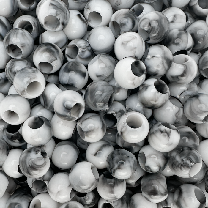 300 Black and White Marbled Glossy Acrylic Large Hole Beads 10mm x 12mm with Big 5.7mm Wide Hole
