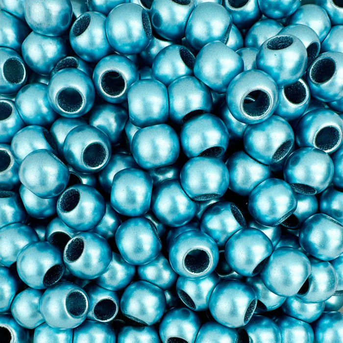 300 Bulk Turquoise Matte Metallic Acrylic Beads 12mm Diameter with 5.7mm Large Hole