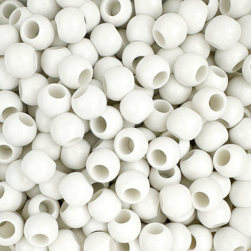 300 Bulk White Metallic Acrylic Beads 12mm Diameter with 5.7mm Large Hole