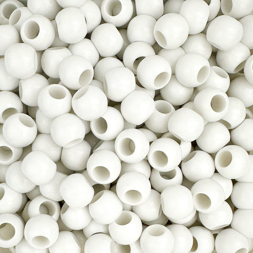 100 White Matte Metallic Acrylic Beads 12mm with 5.7mm Large European Hole
