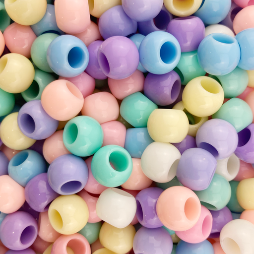 300 Pastel Multicolor Acrylic Large Hole Beads 12mm with 5.7mm Hole