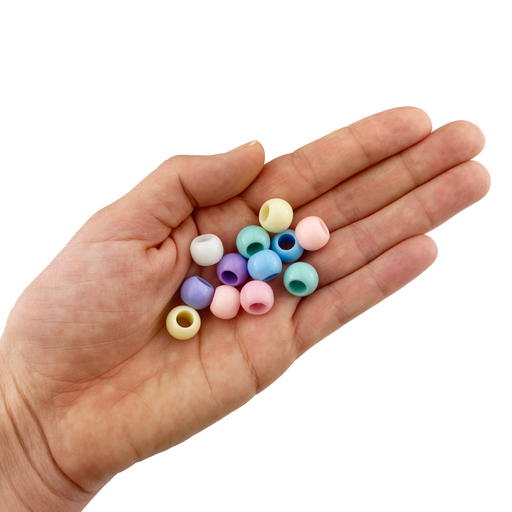 300 Pastel Multicolor Acrylic Large Hole Beads 12mm with 5.7mm Hole