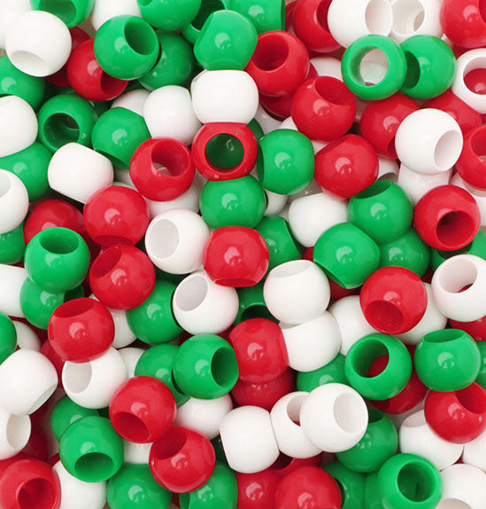 300 Acrylic Beads in Christmas Colors Large Hole Beads 12mm with 5.7mm Hole