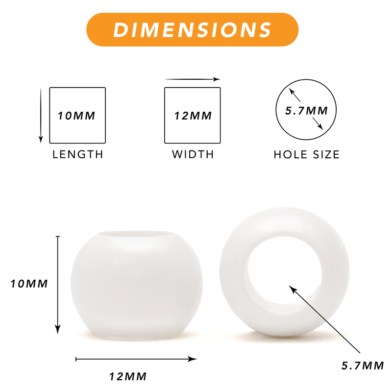 300 Black and White Glossy Acrylic Beads 12mm Diameter with 5.7mm Extra Large Hole