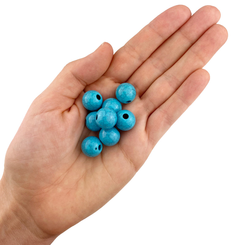 100 Faux Turquoise Round Acrylic Bead 14mm with 3.6mm Hole