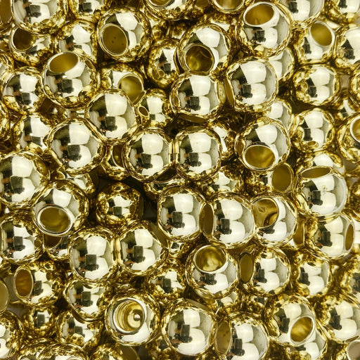 Acrylic Large Hole Beads for Crafts 10mm x 12mm Acrylic Barrel Beads with 5.7mm Large Hole, Shiny Gold