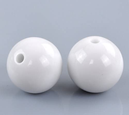 100 Round White Acrylic Beads 16mm Diameter with 2.4mm Hole