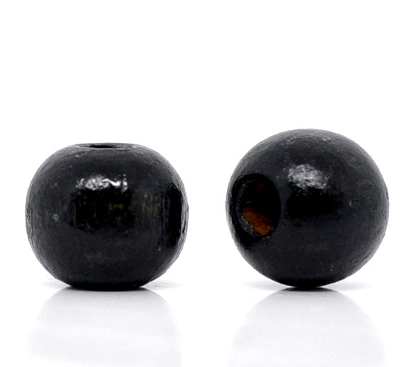 600 Round Black Wood Beads Bulk 10 x 9mm Diameter 3mm Large Hole