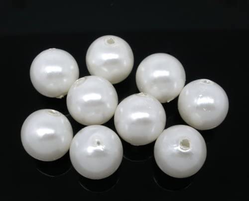 200 White Acrylic Imitation Pearl Bead 12mm Craft Pearls 1.7mm Hole