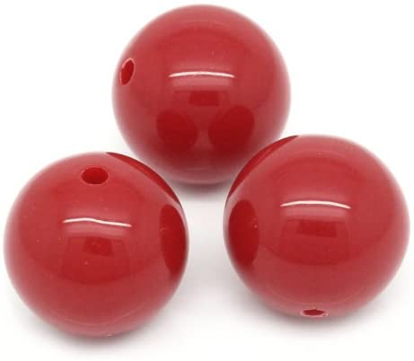 60 Round Red Acrylic Beads 20mm Diameter with 2.8mm Hole