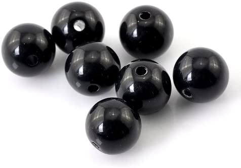 300 Black Matte Metallic Acrylic Large Hole Beads 12mm with 5.7mm Hole