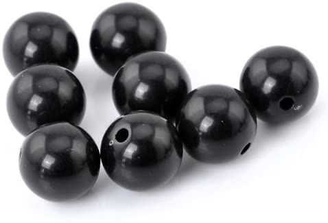 150 Round Black Acrylic Beads 14mm Diameter with 2.4mm Hole