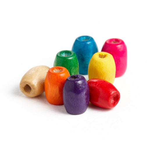 2,000 Multicolor Wood Barrel Beads Bright Assorted Colors Bulk 8mm x 5mm Diameter 1.8mm Hole