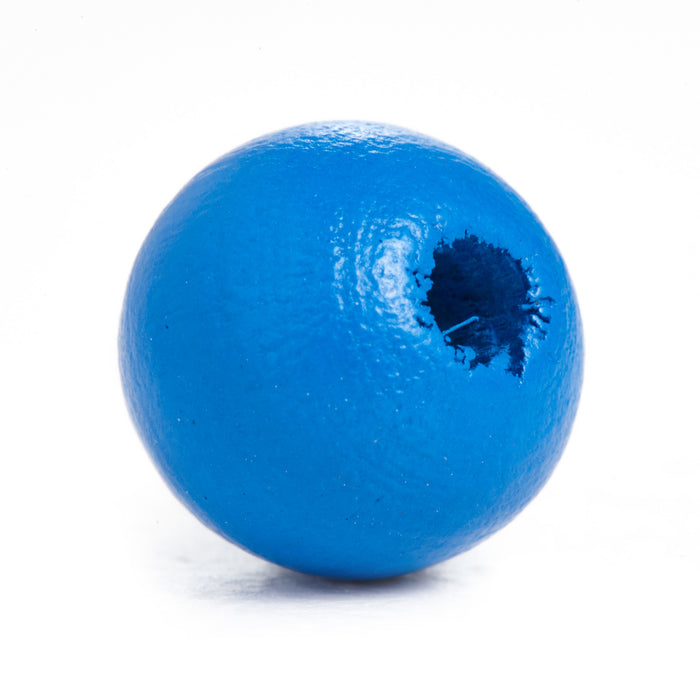 500 Bright Blue Round Wood Beads Bulk 10mm x 9mm with 2.5mm Hole