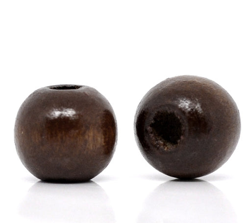 600 Dark Brown Coffee Colored Beads Bulk 10 x 9mm Round Wood Bead with 3mm Large Hole