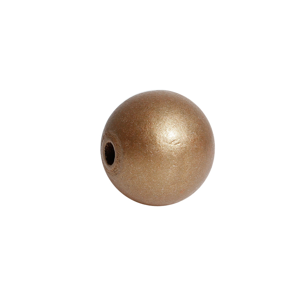 60 Gold Wood Beads Round 24mm Large Wood Beads with 5.3mm Large Hole