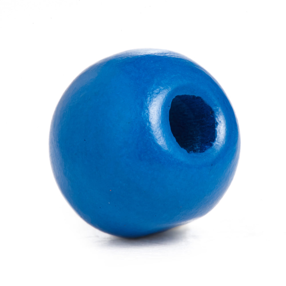 600 Blue Round Wood Beads Bulk 10mm x 9mm with 3mm Hole