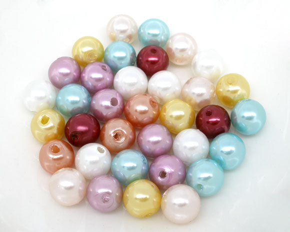 400 Round Acrylic Beads in Assorted Pastel Colors 10mm with 1.6mm Hole