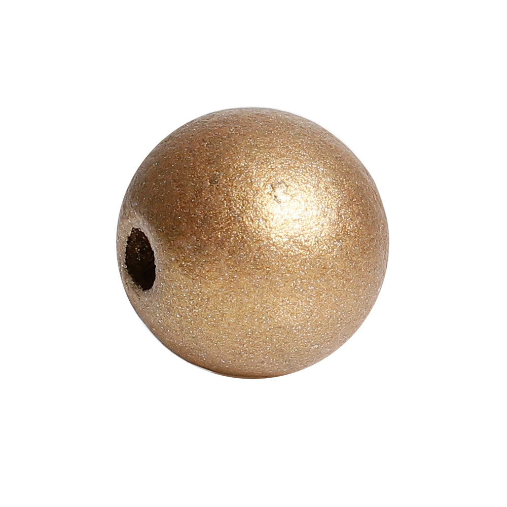 150 Metallic Gold Wood Beads Bulk 15mm Round Wood Bead with 3.6mm Large Hole