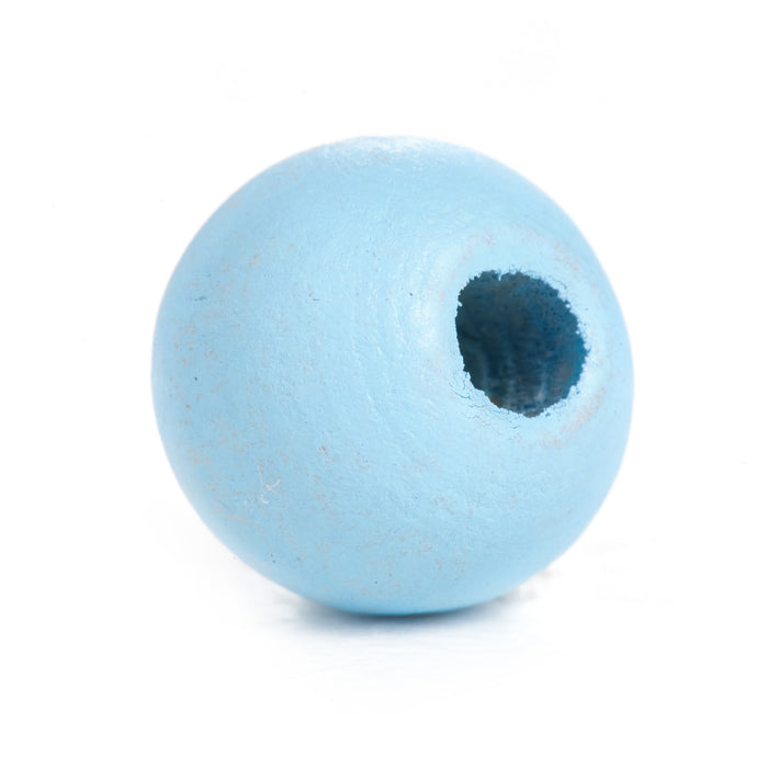 600 Sky Blue Round Wood Beads Bulk 10mm x 9mm with 3mm Hole