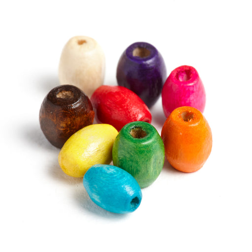 3,000 Wood Barrel Beads Bright Assorted Colors 4 x 6mm with 1.8mm Hole