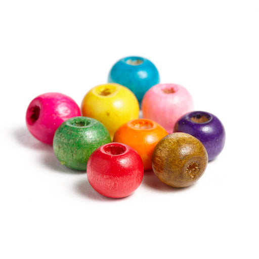 1,000 Multicolor Barrel Wood Beads 8mm x 6mm Wood Bead with 2mm Hole
