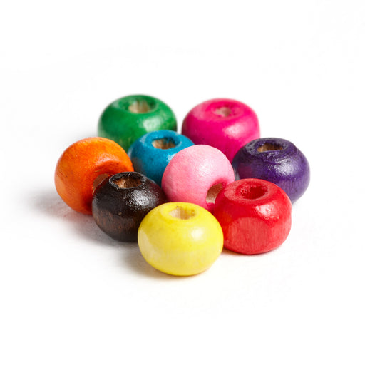 1,000 Multicolor Round Wood Beads 6mm x 5mm with 2mm Hole