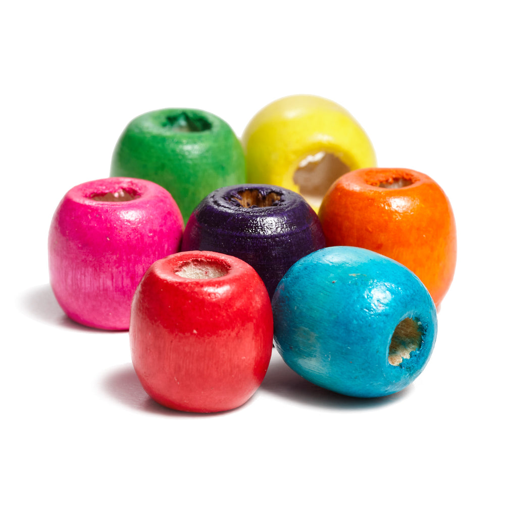Craft Making Shop 200 Round Painted Round Multicolor Barrel Wood Beads 17mm x 14mm Diameter 8mm Large Hole
