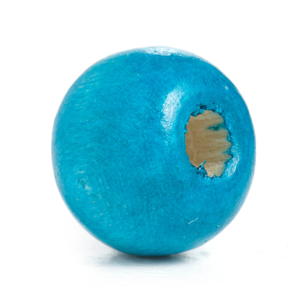 600 Turquoise Round Wood Beads Bulk 10mm x 9mm with 3mm Hole