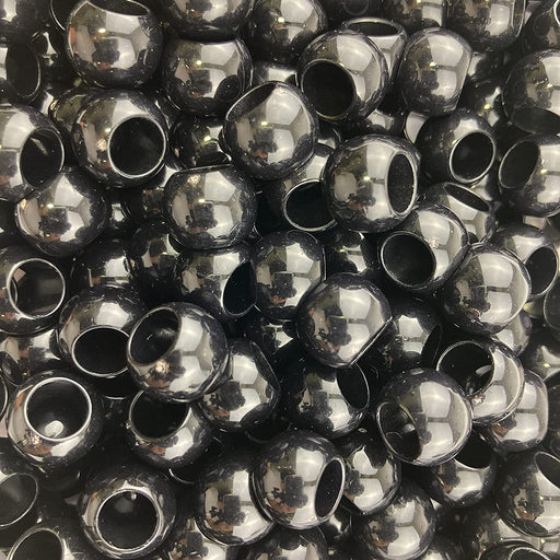 100 Glossy Black Metallic Acrylic Beads 12mm with 5.7mm Large European Hole