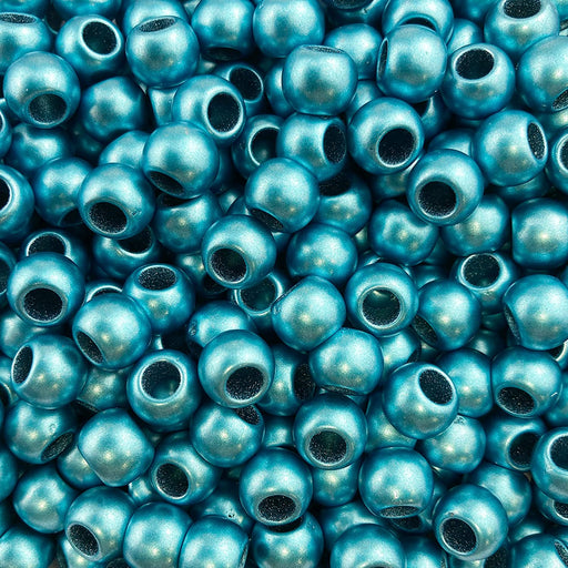 400 Bulk Turquoise Matte Metallic Acrylic Beads 10mm with 4.8mm Large Hole