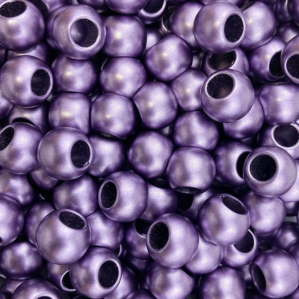 300 Bulk Purple Matte Metallic Acrylic Large Hole Beads 12mm with 5.7mm Large Hole