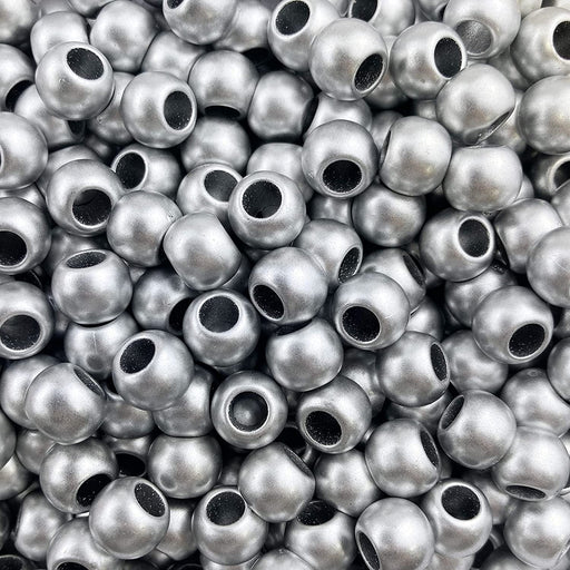 400 Bulk Silver Matte Metallic Acrylic Beads 10mm with 4.8mm Large Hole