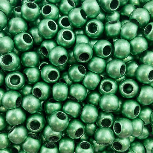 400 Bulk Green Matte Metallic Acrylic Beads 10mm with 4.8mm Large Hole