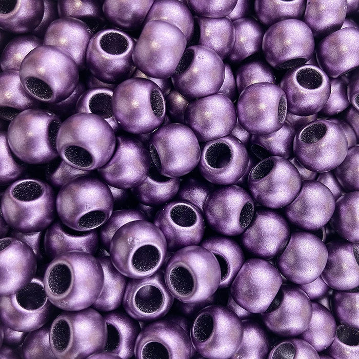 400 Bulk Purple Matte Metallic Acrylic Beads 10mm with 4.8mm Large Hole