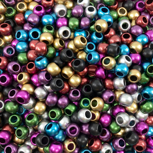 400 Bulk Matte Metallic Acrylic Beads 10mm with 4.8mm Large Hole