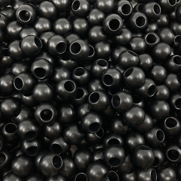 400 Bulk Black Matte Acrylic Beads 10mm with 4.8mm Large Hole