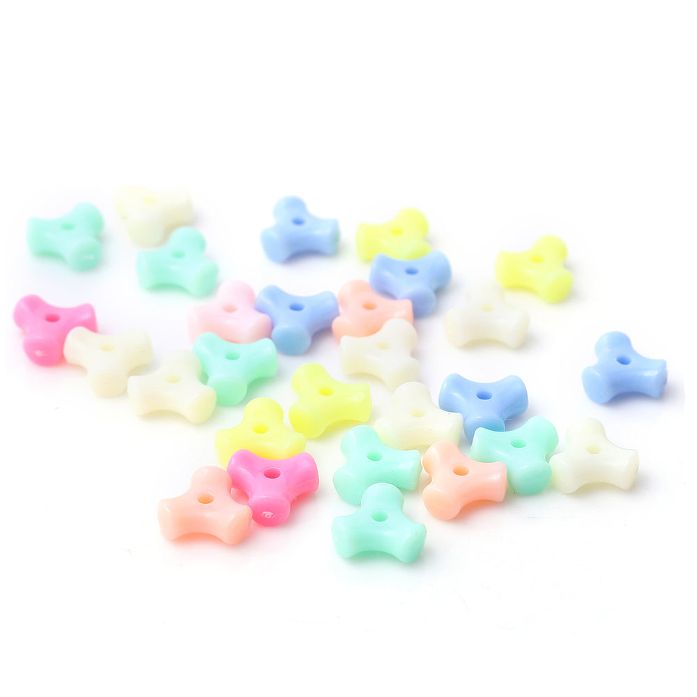 250 Grams Triangle Bone Pastel Acrylic Beads 11 x 10mm with 2mm Hole
