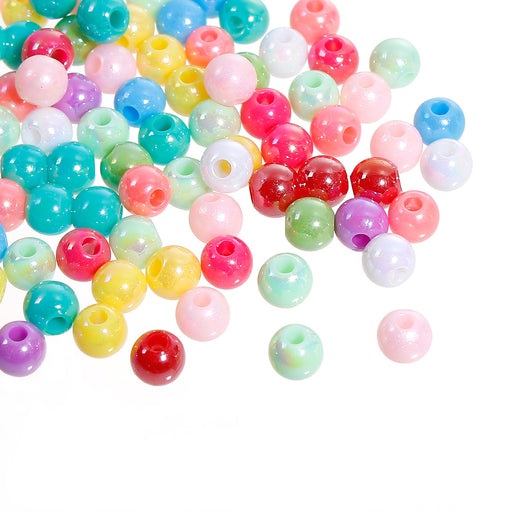 2000 Round Assorted Pastel Acrylic Beads 6mm with 1.9mm Large Hole