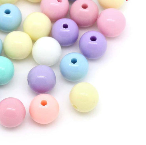 1500 Round Assorted Pastel Acrylic Beads 6mm with 1.5mm Hole