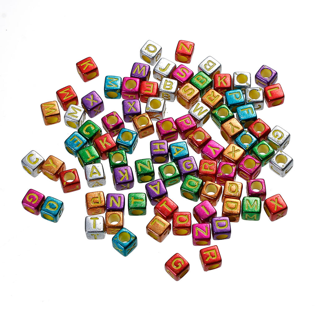 Wholesale Wholesale 6*6mm Colorful Acrylic Square Cube Alphabet