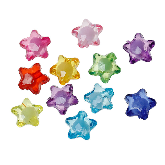 600 Multicolor Acrylic Star Beads 12mm with 2mm Hole