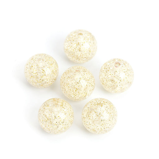 20 Round Gold Glitter Clear Acrylic Beads 20mm Diameter with 3mm Hole